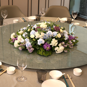 酒店桌面转盘花摆花包厢大圆桌仿真花装饰摆件餐厅包间餐桌花hot