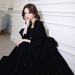 女装 婚纱/礼服/旗袍 礼服/晚装 小个子女生黑色晚礼服