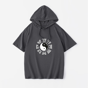 道教太极八卦图衣服中国风道家文化t恤短袖bf风衣服女男连帽背心