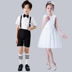 六一儿童朗诵合唱演出服幼儿园毕业礼服男女背带裤公主裙表演服装