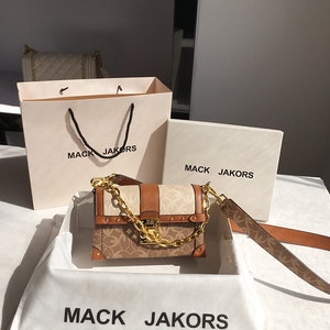 mackjakors真皮高级感撞色小方包单肩包2022新款时尚斜挎包女夏季