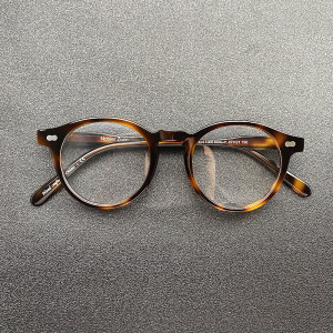 复古ins眼镜框男 圆框板材玳瑁色镜框手工近视眼镜架女圆脸透明框