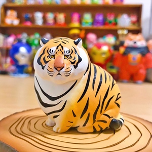 可爱卡通胖老虎手办玩偶 创意汽车装饰生日礼品小虎模型 桌面摆件_阿