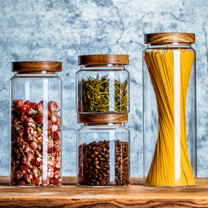 密封罐玻璃小号茶叶罐杂粮储物厨房家用带木盖食品级挂意面条罐子