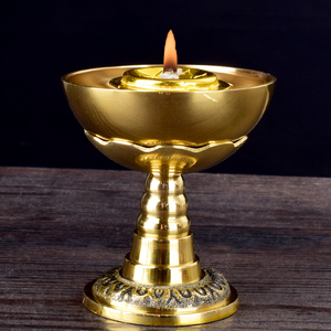 纯铜铜碗油灯供佛液体酥油灯花脚贡灯佛前长明灯供佛用品光身烛台