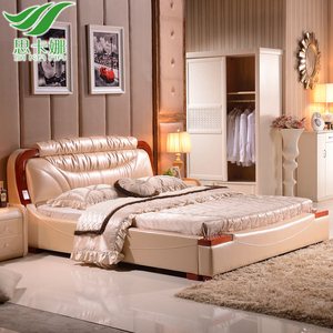 思卡娜真皮床婚床双人床高档软床品牌大床1.8米主卧室一米八皮床