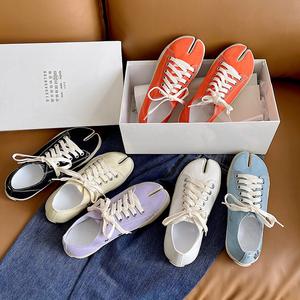 休闲系带分趾鞋2021年新款猪蹄马蹄情侣款分脚趾分指猪脚帆布鞋女