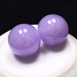 拍卖珠宝翡翠散珠糯冰种紫色紫罗兰缅甸手串项链12mm配饰珠子一对