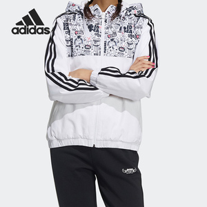 adidas/阿迪达斯正品neo女子春季印花运动连帽夹克外套gr0461