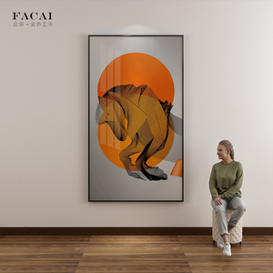 手绘油画抽象艺术线条马头装饰画卧室床头走廊过道背景墙轻奢挂画