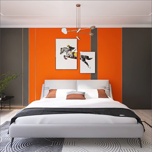 卧室浅橙色墙面效果图图片