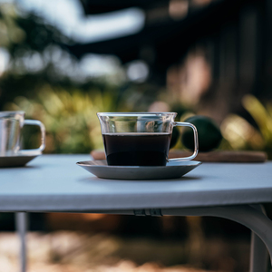 日式简约咖啡杯带手柄耐高温商用玻璃杯精致碟套下午茶杯拿铁杯