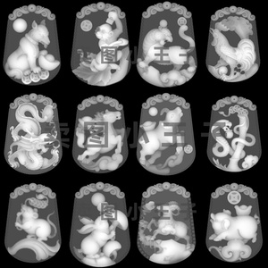 十二生肖灰度图