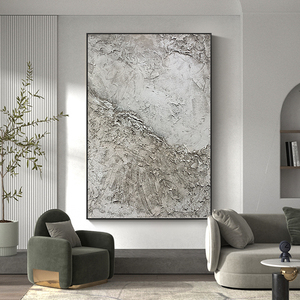 纯手绘油画简约抽象玄关挂画立体肌理壁画别墅样板房装饰画高级灰