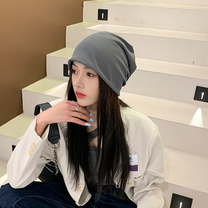 毛线针织堆堆帽子网红月子帽女夏季薄款韩版时尚百搭包头冷帽春秋