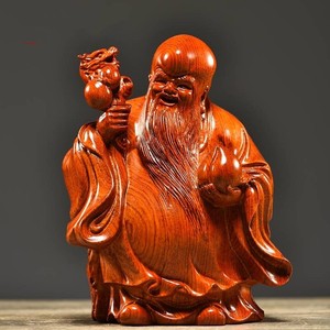 花梨实木雕刻老寿星公摆件红木工艺品实木家居生日祝寿装饰送礼品