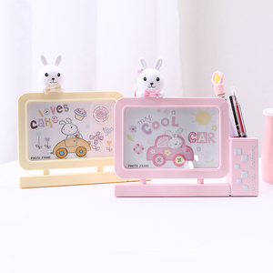 创意儿童卡通6寸可爱兔子相框桌面摆台具收纳盒笔架时尚笔筒相架