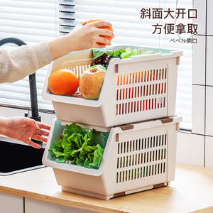 厨房蔬菜收纳篮家用橱柜桌面多层放零食水果菜篮子夹缝落地置物架