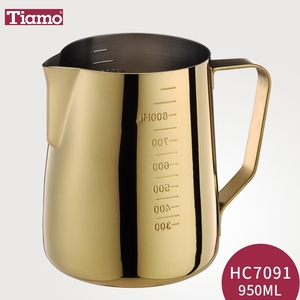 Tiamo拉花缸附内外刻度标加厚拉花杯 镀钛金款360/600/950cc包邮