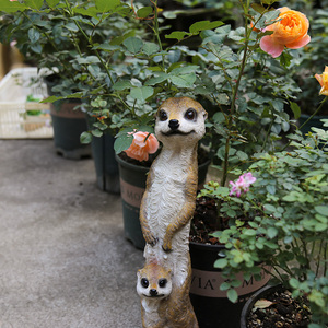 花园装饰 庭院摆件布置户外园艺装饰品创意仿真动物猫鼬狐獴摆件