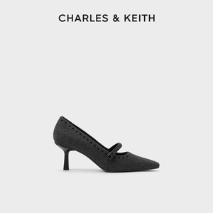 CHARLES&KEITH春夏女鞋CK1-61720168小方头铆钉高跟玛丽珍鞋女