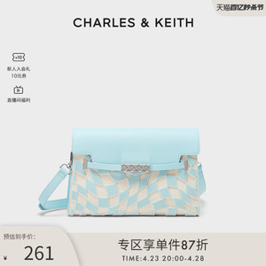 CHARLES&KEITH春夏女包CK2-20270943中号拼色棋盘格单肩斜挎包女