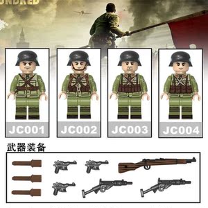 乐高第三方jc001-004国军人仔八佰积木军88师四面印刷玩具