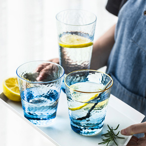 北欧ins金边锤目纹玻璃杯果汁冷饮杯男女水杯家用大容量透明水杯