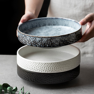 创意陶瓷碗大理石纹中式家用菜碗高脚碗钵体碗黑白磨砂碗汤碗7寸