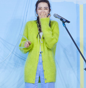 快乐大本营迪丽热巴同款衣服中长款毛衣针织开衫外套女宽松春秋薄