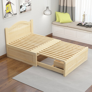 包邮多功能沙发床简约现代实木单人成人小户型伸缩床抽拉床拼接床