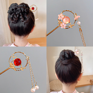 儿童发簪汉服头饰中国风女童盘头发簪子发钗超仙古装步摇流苏头饰