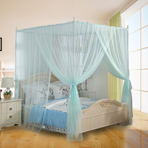 三开门蚊帐方顶落地加密欧式公主风纹帐1.2米/1.5/1.8m床双人家用