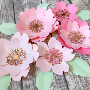 卡纸双层樱花美陈纸花婚庆立体小纸花装饰道具樱花手工拍摄纸艺花
