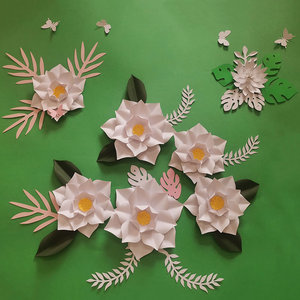 立体小纸花手工纸艺白玉兰花婚庆手工纸花珠宝橱窗道具拍摄装饰花