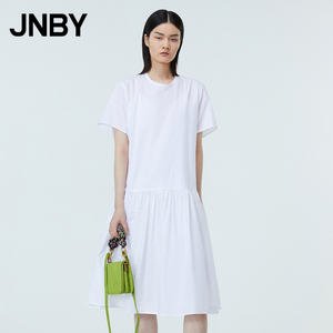 jnby/江南布衣夏新品连衣裙圆领短袖中长款纯棉裙子女5l3500540