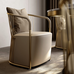 设计师不锈钢椅子高端轻奢主人椅客人椅茶桌茶椅商用接待扶手椅