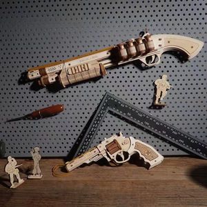 若态若客积木AK47自动步枪手枪木质3d立体拼图模型送男生生日礼物