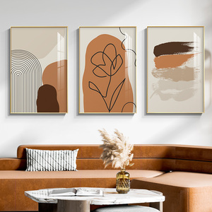 莫兰迪北欧抽象客厅装饰画现代简约沙发小户型壁画橙色床头画卧室