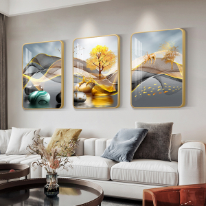 轻奢麋鹿挂画客厅ins风墙面装饰高端奢华沙发背景墙画三连图壁画