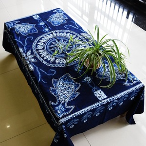 云南民族风手工扎染茶几布桌布壁挂沙发巾钢琴罩大理蓝染特产礼品