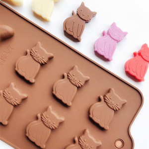 DIY手工巧克力片硅胶模具饼干蛋糕装饰翻糖表情大小猫咪造型7连模
