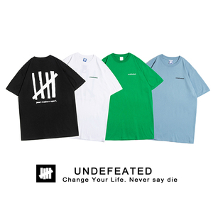 undefeated五道杠短袖男女宽松嘻哈情侣印花美潮圆领t恤ins潮牌夏