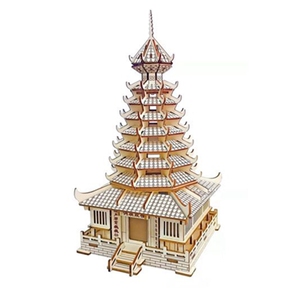 侗族鼓楼木制立体建筑古风模型拼图玩具3d立体手工diy学校推荐新