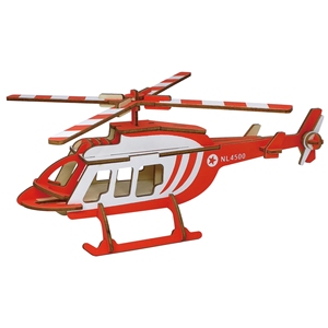 NL4500运直升机模型木质拼装拼图玩具飞机立体手工益智益智diy