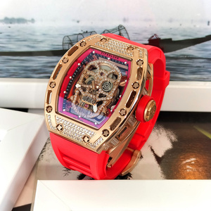骷髅头满天星酒桶形手表男方形大表盘防水时尚全自动机械表男镂空