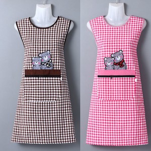 围裙背心款加长纯棉女工作洋气可爱厨房防尘防污上班夏天无袖坎肩