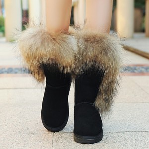青竹狐新款狐狸毛雪地靴女皮毛一体高筒厚底内增高加厚绒冬季靴子