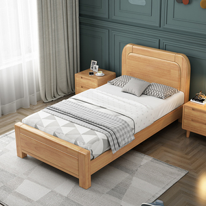单人床实木床1.2米床1米小床储物床1.35米家用小户型公寓床宿舍房