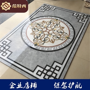 客厅拼花地砖800×800 灰色新中式 定做圆形微晶石过道餐厅抛晶砖